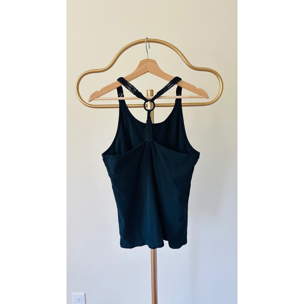 Lauren Ralph Lauren Vintage Black Macrame Racerback Tank XL Cotton Blend Solid - Picture 4 of 7